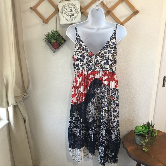 Anthropologie Maeve Floral Pleated Boho Midi Summer Dress 4P - Picture 7 of 11